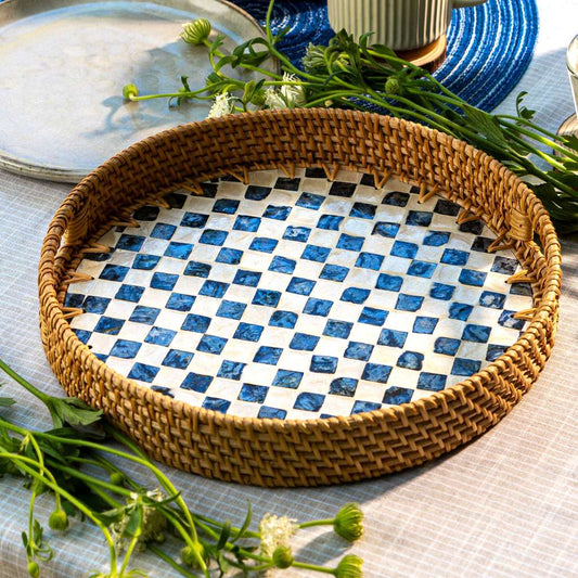 Rattan Serving Tray - Wicker Coffee Table Centerpiece Tray: 30cm / 12" / Drift