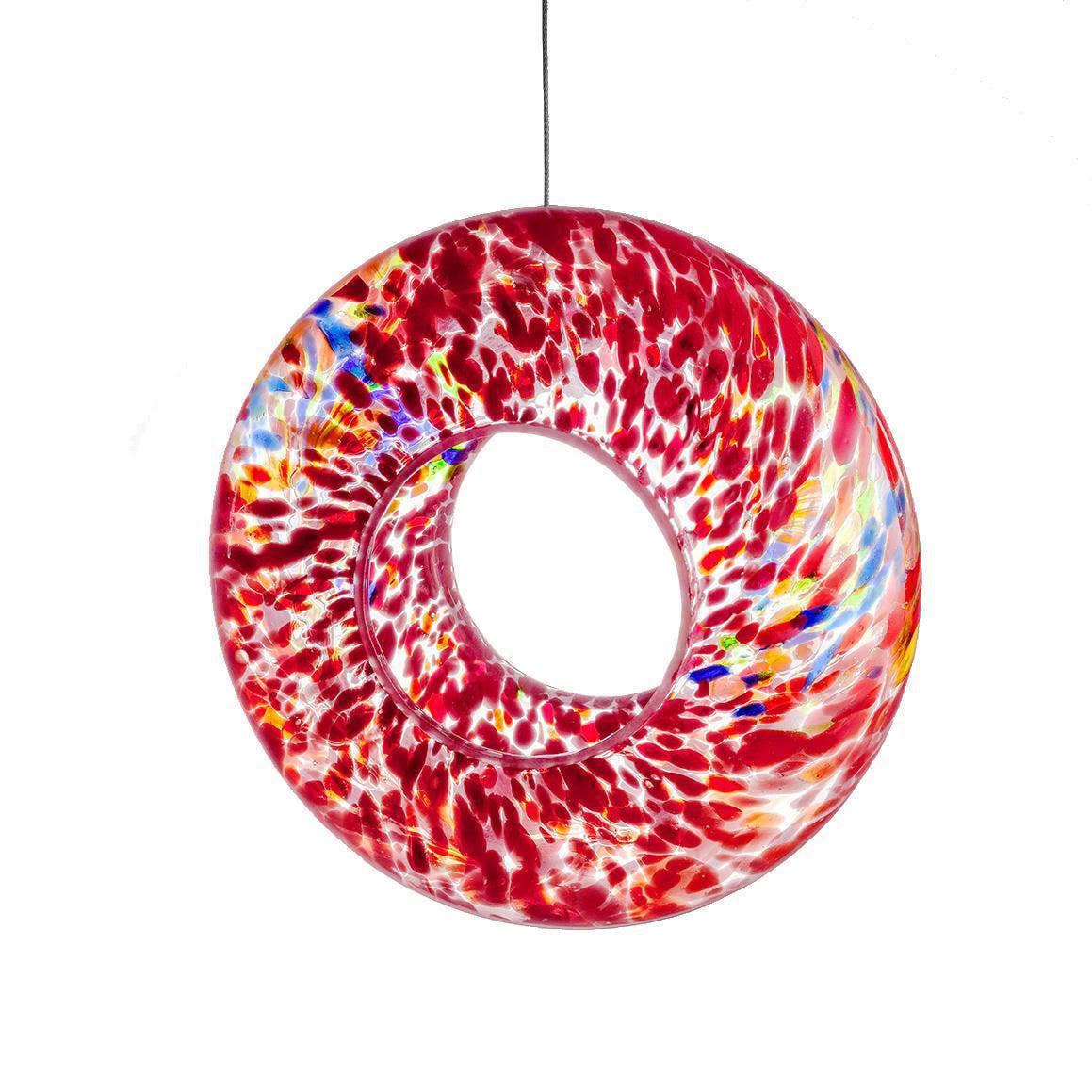 Hand-Blown Glass Hanging Bird Feeder – Red