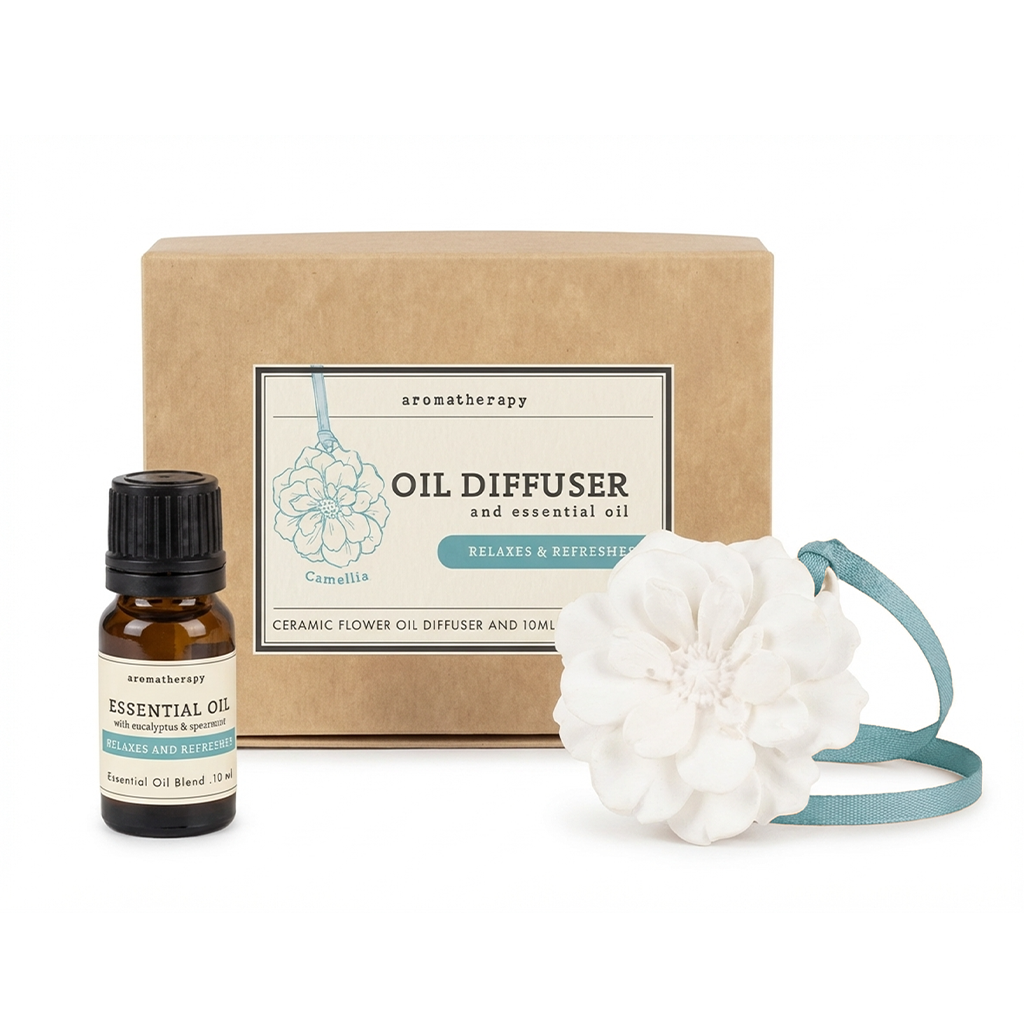 Relaxing Essential Oil with Ceramic Camellia Diffuser
