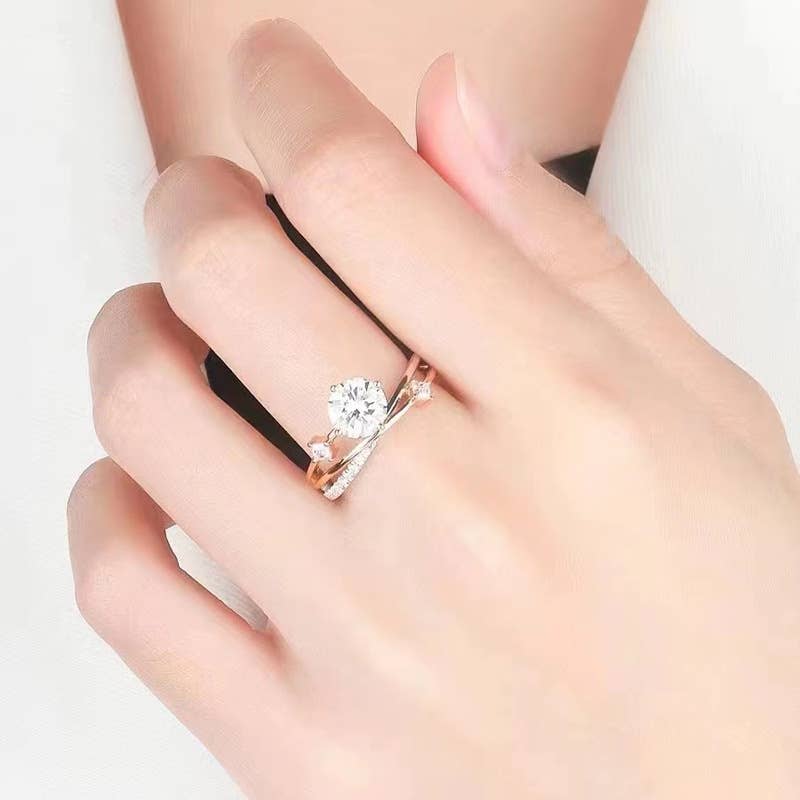 Gold Cosmic Crystal Open Ring | Adjustable Sterling Silver Ring