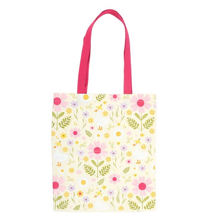 Daisy & Duck Print Tote Bag | Floral Reusable Shopping & Everyday Bag
