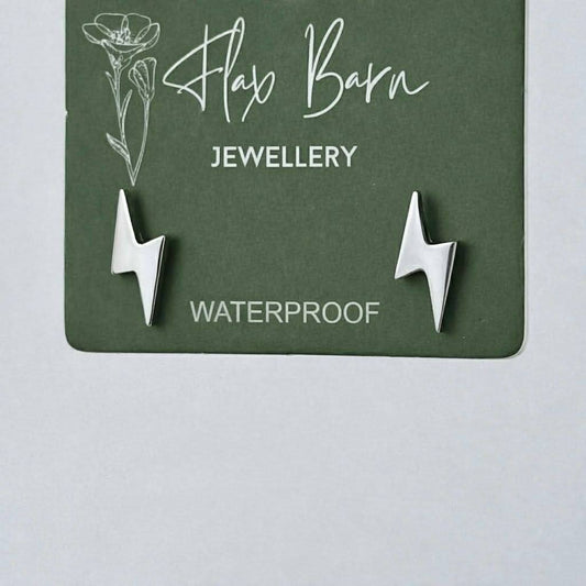 Silver Lightning Bolt Stud Earrings