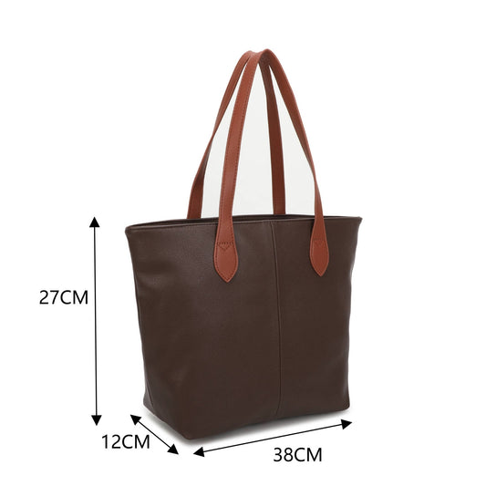 Gold Two-Tone Tote Bag | Large Everyday Shoulder Bag with Zip Closure - Ivy and Sol
