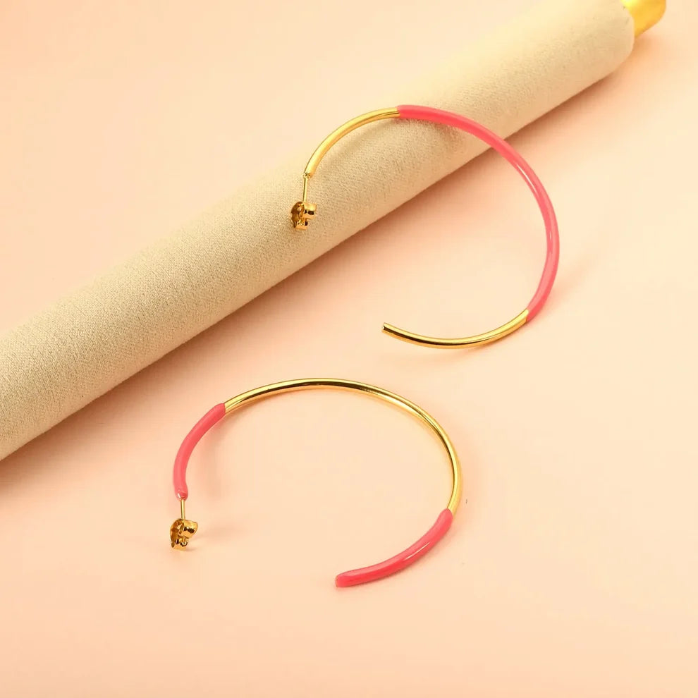 Colourful Open Circle Statement Earrings