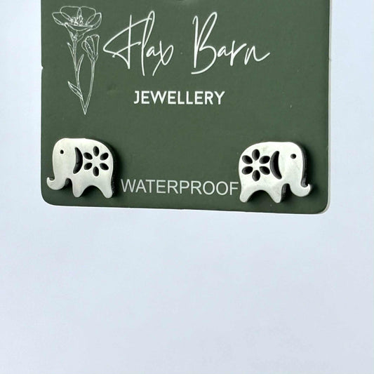Silver Elephant Stud Earrings