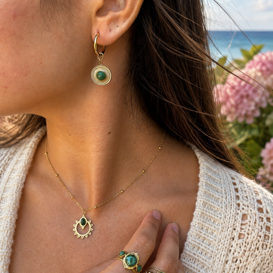 18ct Gold Plated African Jade Huggie Earrings