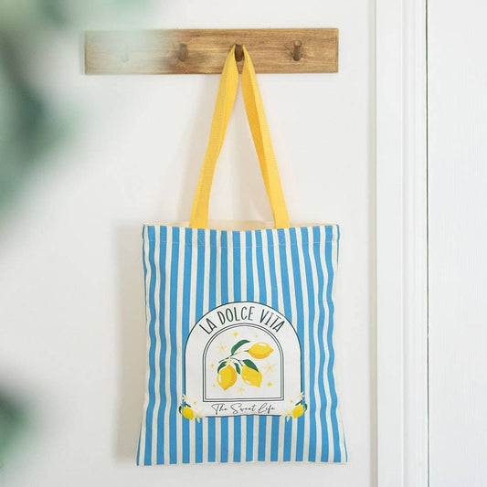 La Dolce Vita Striped Tote Bag | Coastal & Mediterranean Shopper Bag