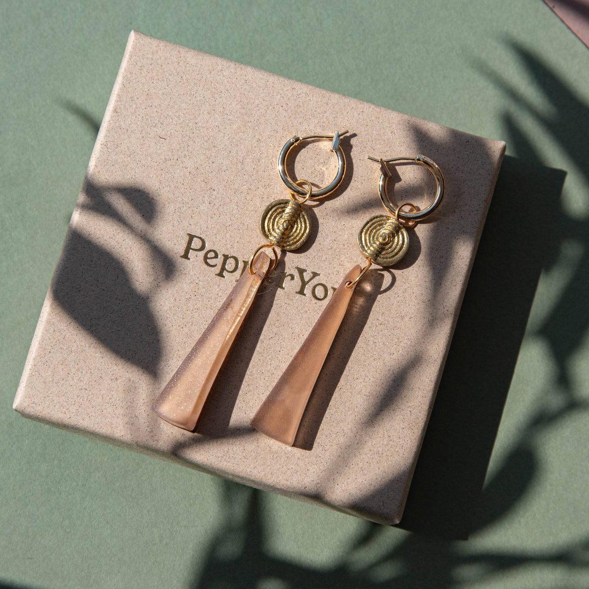 Power Drop Hoop Earrings – Moss Green
