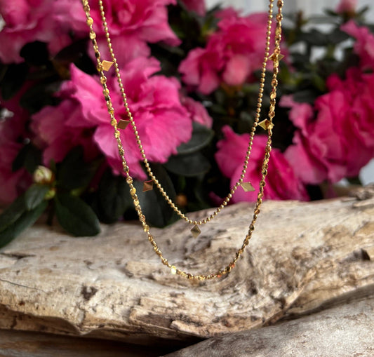18ct Gold Plated Double Chain Necklace | Waterproof Layering Necklace