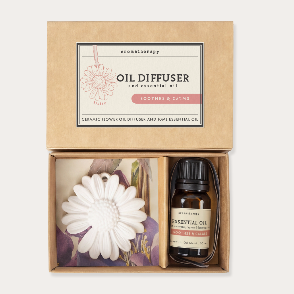 Soothing Essential Oil with Ceramic Daisy Diffuser
