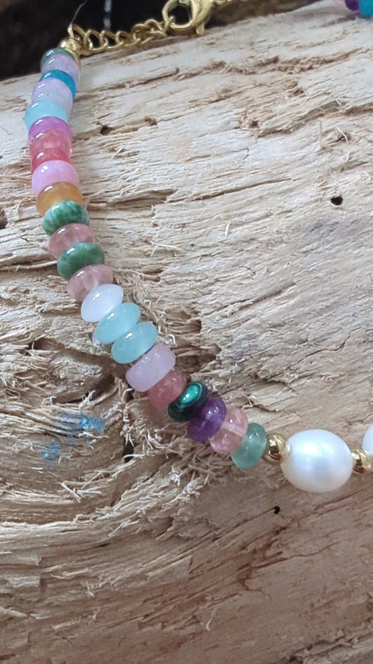 Pearl & Multi-Coloured Beaded Bracelet