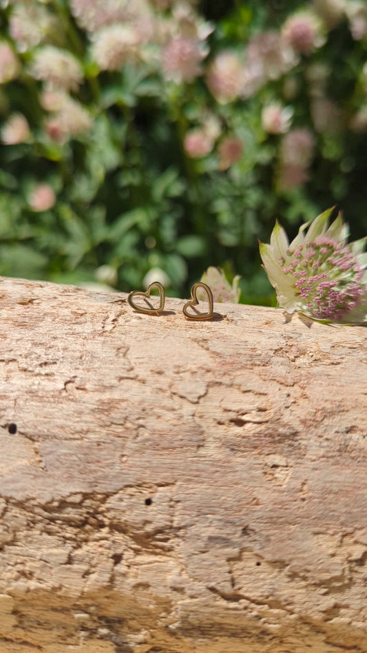 Gold Open Heart Stud Earrings | Waterproof Stainless Steel Jewellery