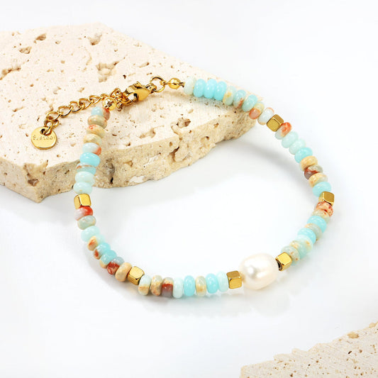 Freshwater Pearl & Beaded Bracelet – 18K Gold Plated