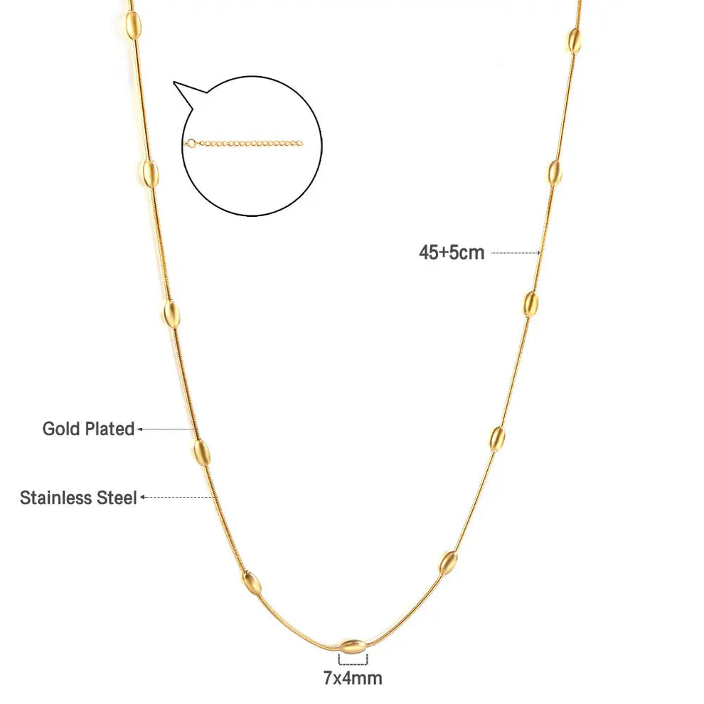 Oval Bead Necklace – 18K Gold PVD Plated Stainless Steel