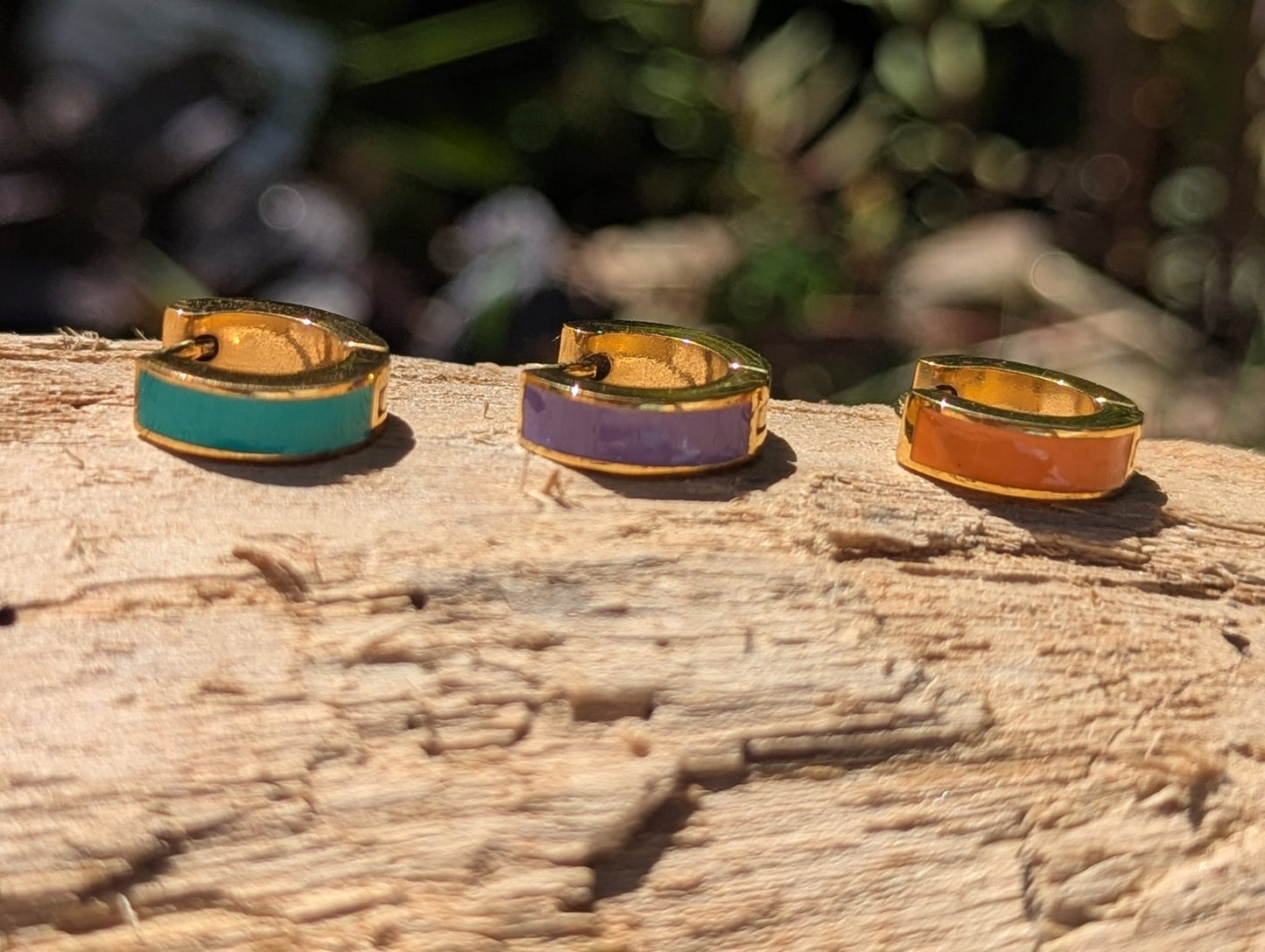 Orange Enamel Huggie Earrings | Waterproof Gold Plated Huggies - Ivy and Sol