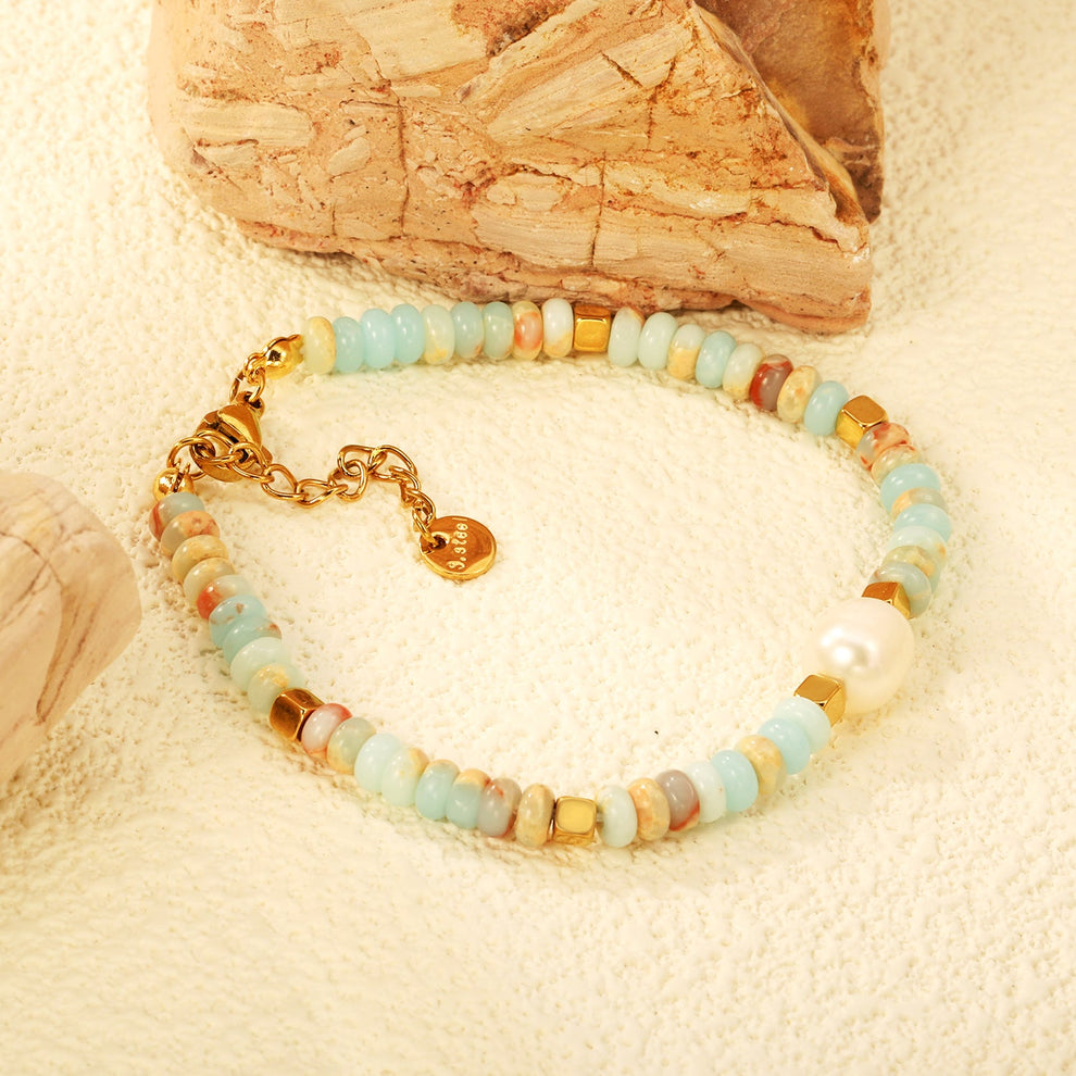 Freshwater Pearl & Beaded Bracelet – 18K Gold Plated