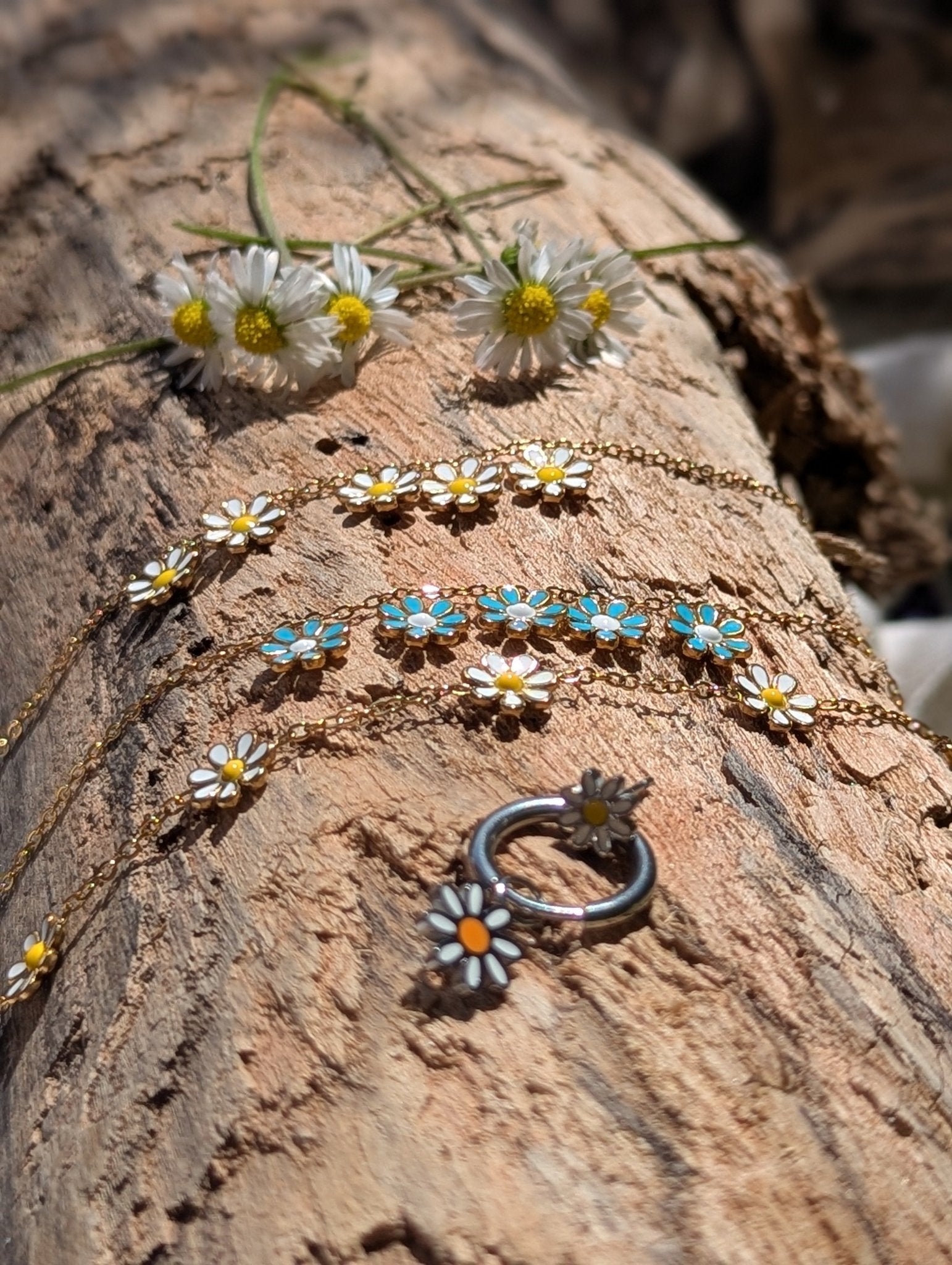 Silver Enamel Flower Huggie Earrings | Waterproof Stainless Steel Earrings - Ivy and Sol