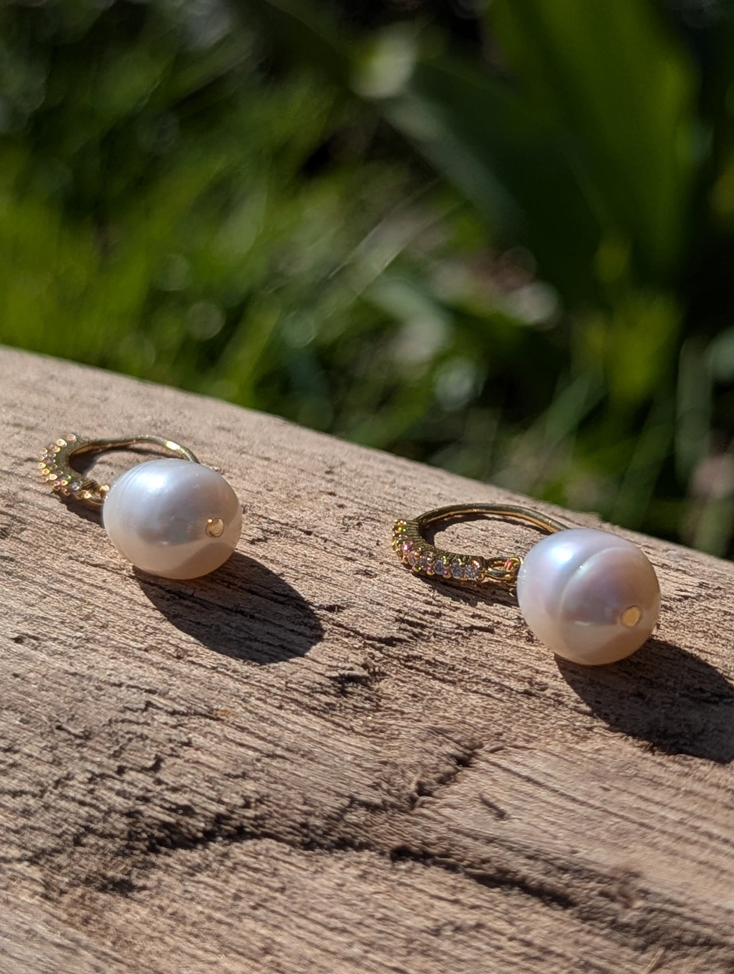 14ct Gold Plated Freshwater Pearl Vintage Style Earrings – Cubic Zirconia Drop Earrings