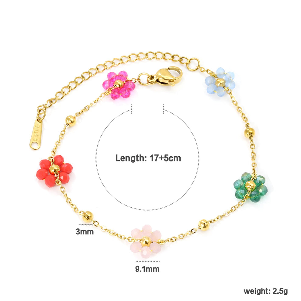Colourful Flower Bead Bracelet – 18K Gold Plated