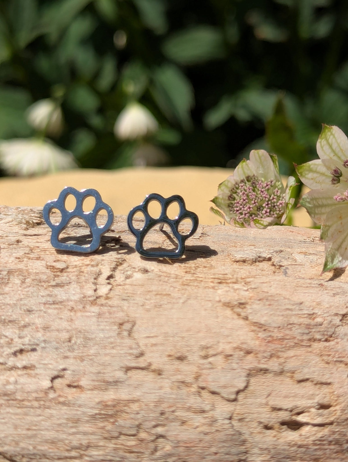 Tarnish Resistant Silver Paw Print Stud Earrings | Waterproof Jewellery UK - Ivy and Sol