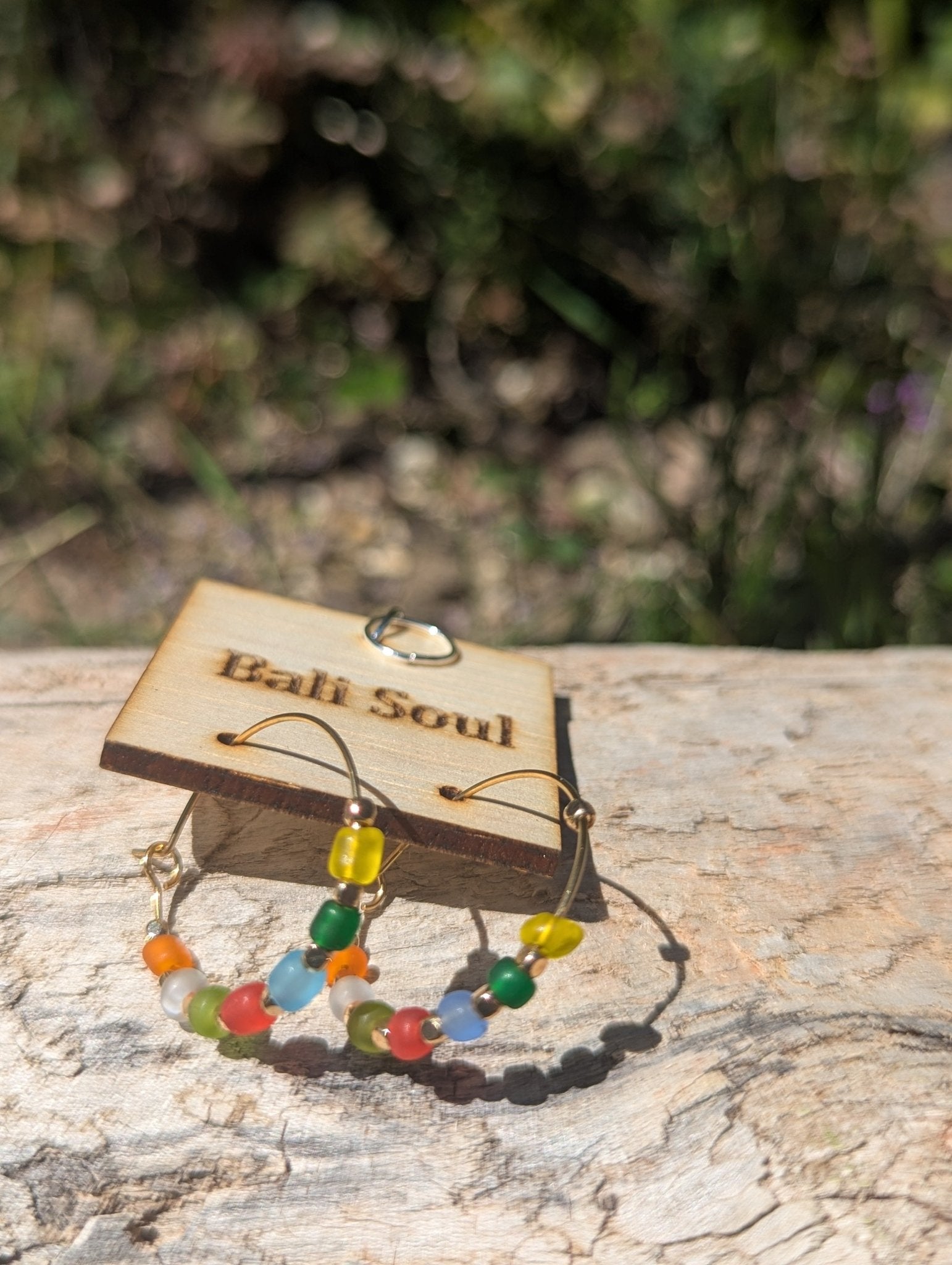 Pelangi Rainbow Beaded Gold Hoop Earrings | Waterproof 18k Gold Plated Hoops - Ivy and Sol