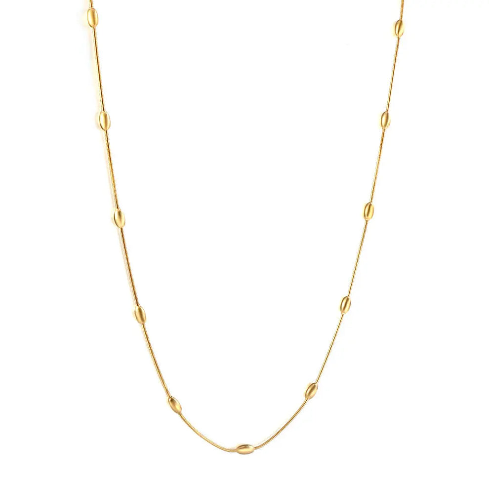 Oval Bead Necklace – 18K Gold PVD Plated Stainless Steel